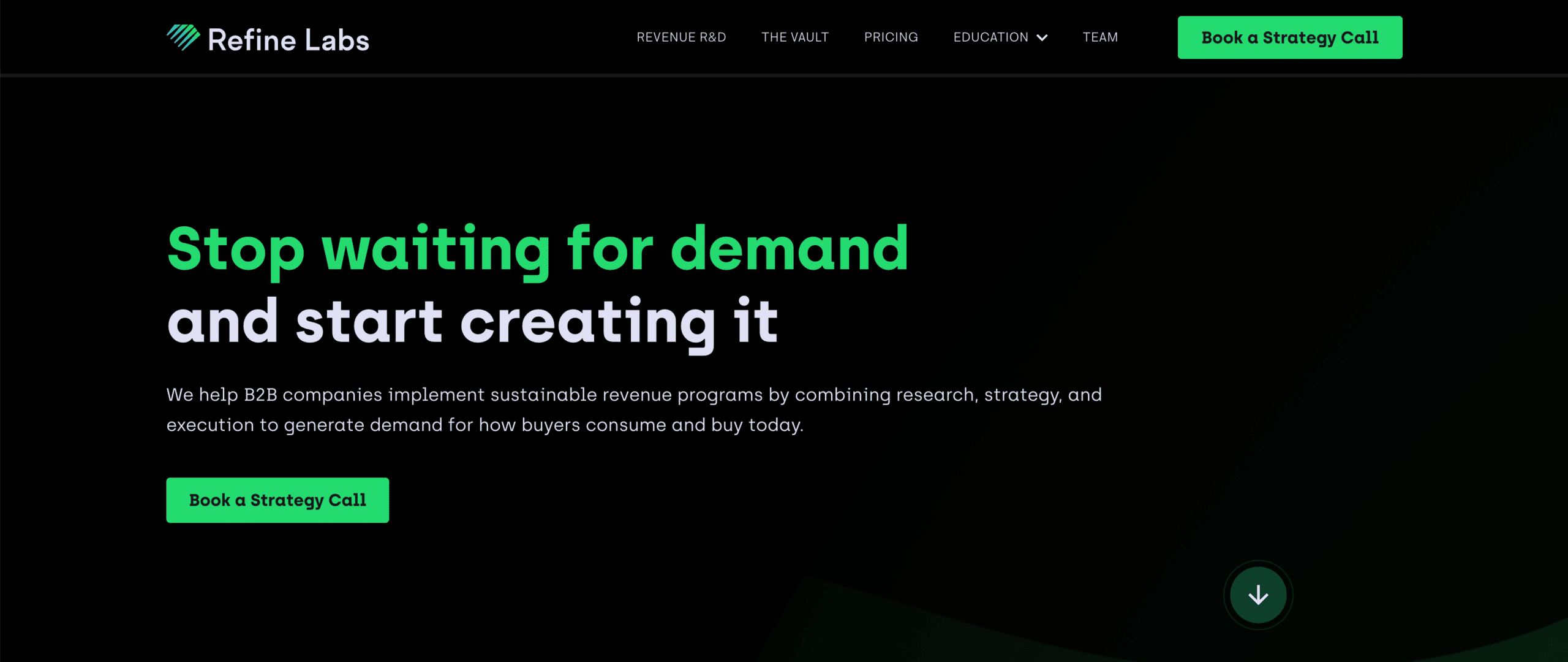 Refine labs home page